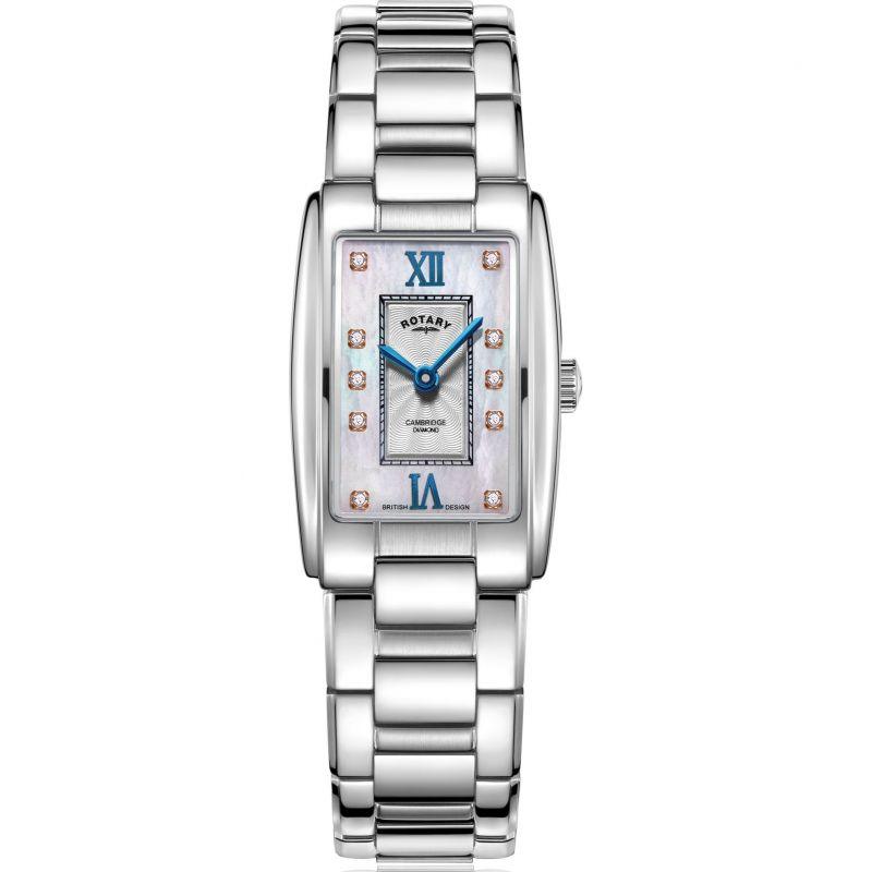 Rotary Cambridge Watch Ladies Silver Rectangular LB05435/07/D - WatchStatus Ltd