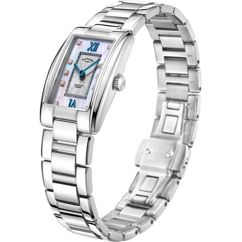 Rotary Cambridge Watch Ladies Silver Rectangular LB05435/07/D - WatchStatus Ltd