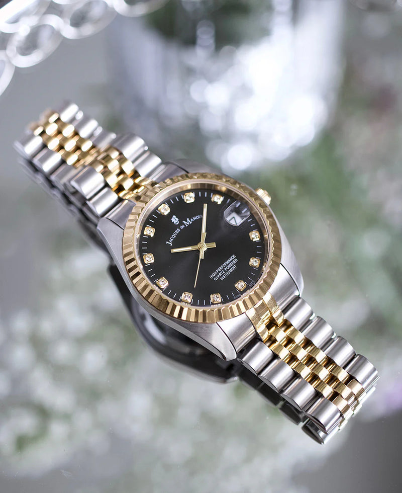 Jacques du Manoir Inspiration Ladies Watch Two Tone Black Dial NRO.19