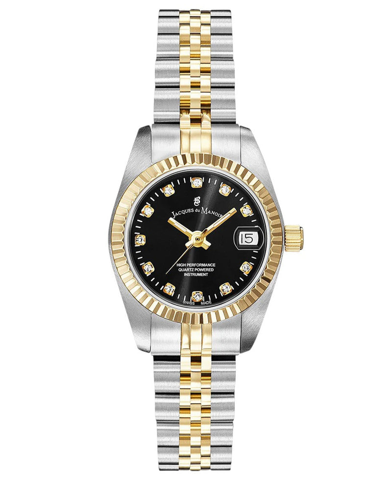 Jacques du Manoir Inspiration Ladies Watch Two Tone Black Dial NRO.20