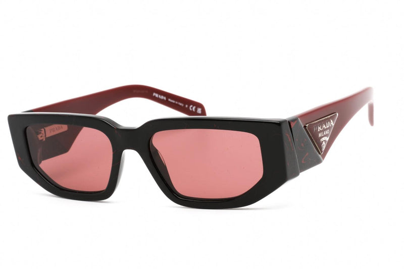 Prada PR09ZS Ladies Black with Red Lens Rectangular Sunglasses 11F08S - WatchStatus Ltd