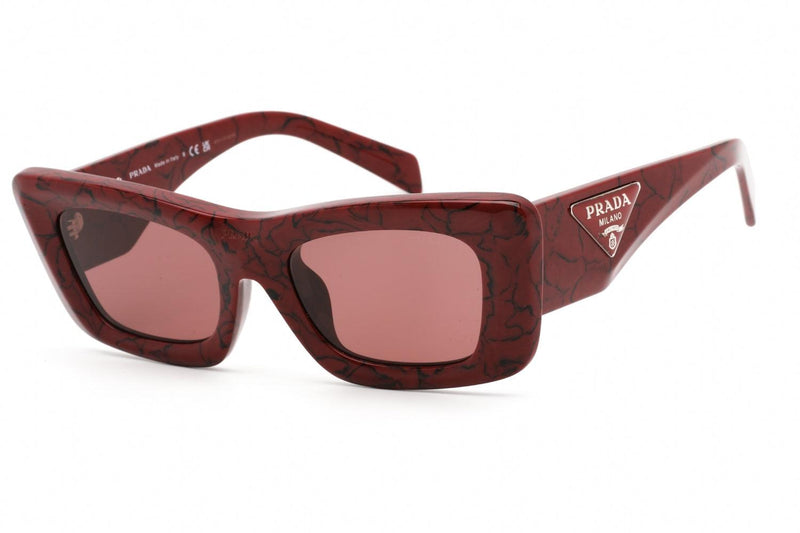 Prada Ladies Sunglasses Red Marble Rectangular PR13ZSF-15D08S - WatchStatus Ltd