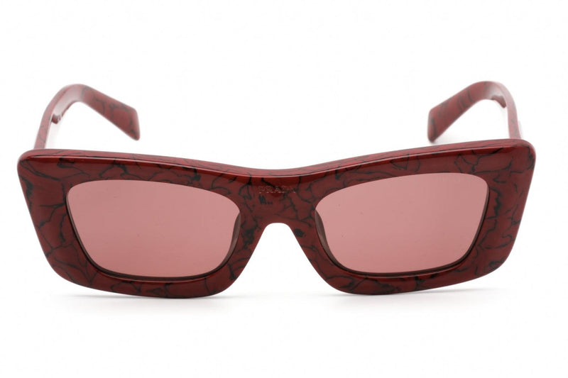 Prada Ladies Sunglasses Red Marble Rectangular PR13ZSF-15D08S - WatchStatus Ltd