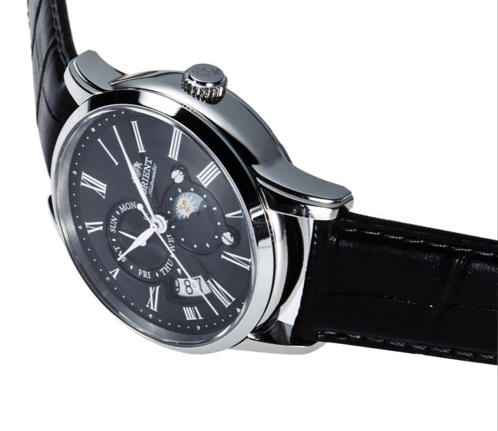 Orient Sun & Moon Men's Watch Black Leather RA-AK0010B30B