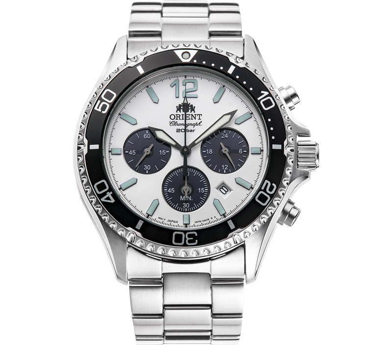 Orient Mako Solar Men's Watch White Dial Chronograph RA-TX0203S10B