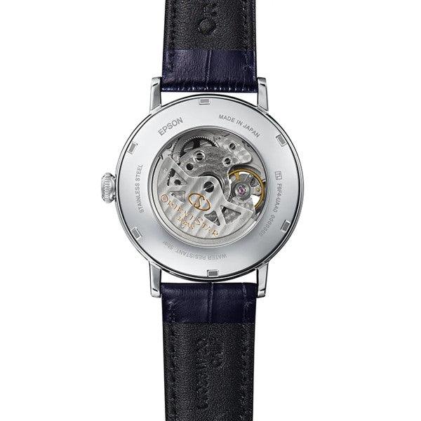Orient Star Men's Watch Silver/Blue Leather Automatic RE-AV0007S00B - WatchStatus Ltd