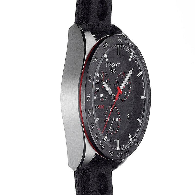 Tissot PRS516 Men's Black Leather Chronograph Watch T1004171605100 - WatchStatus Ltd