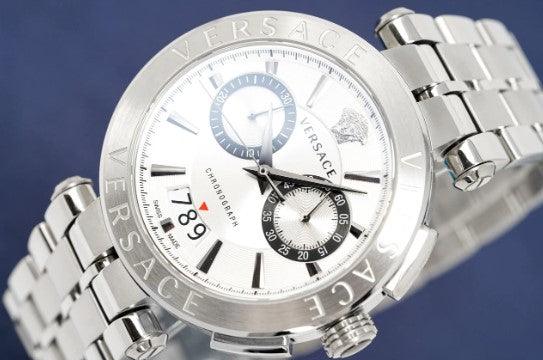 Versace Aion Men's Silver Chronograph Watch VBR040017 - WatchStatus Ltd