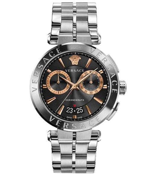 Versace Aion Watch Men's Silver with Black Dial Chronograph VE1D01920 - WatchStatus Ltd