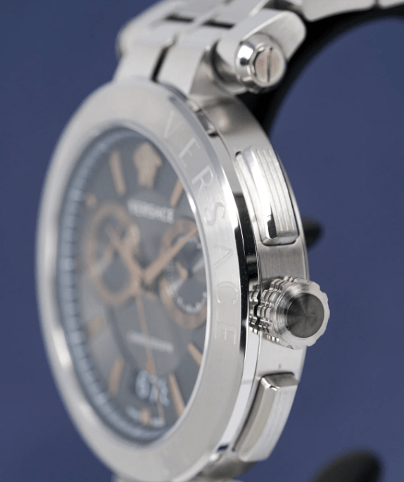 Versace Aion Watch Men's Silver with Black Dial Chronograph VE1D01920 - WatchStatus Ltd