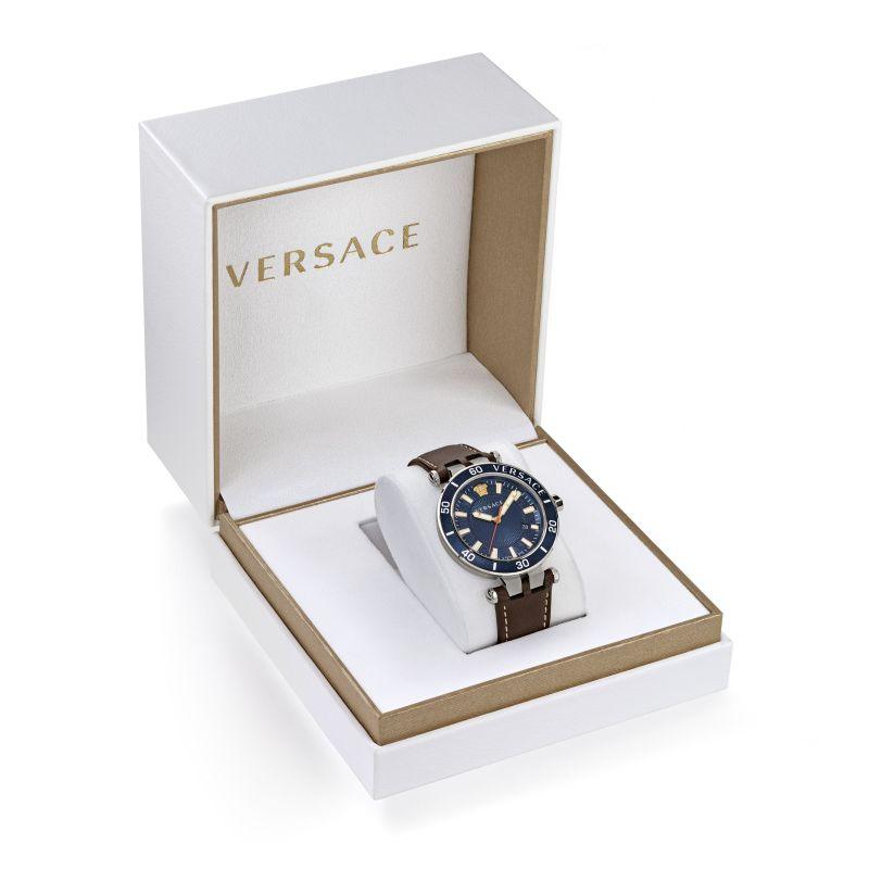Versace Greca Sport Men's Blue Dial Leather Watch VEZ300121 - WatchStatus Ltd