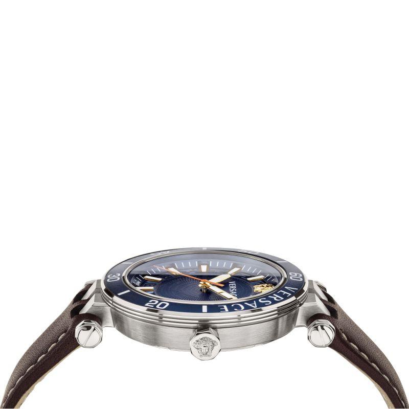 Versace Greca Sport Men's Blue Dial Leather Watch VEZ300121 - WatchStatus Ltd