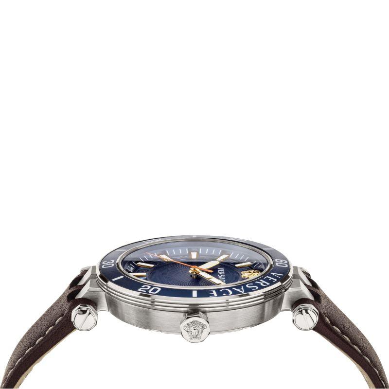 Versace Greca Sport Men's Blue Dial Leather Watch VEZ300121 - WatchStatus Ltd