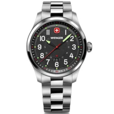 Wenger Terragraph Men's Watch Silver Black Dial 01.0541.122