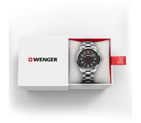 Wenger Terragraph Men's Watch Silver Black Dial 01.0541.122