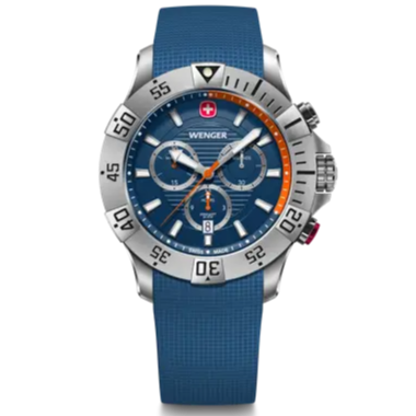 Wenger Seaforce Men's Watch Blue Chronograph Silicone Strap 01.0643.124