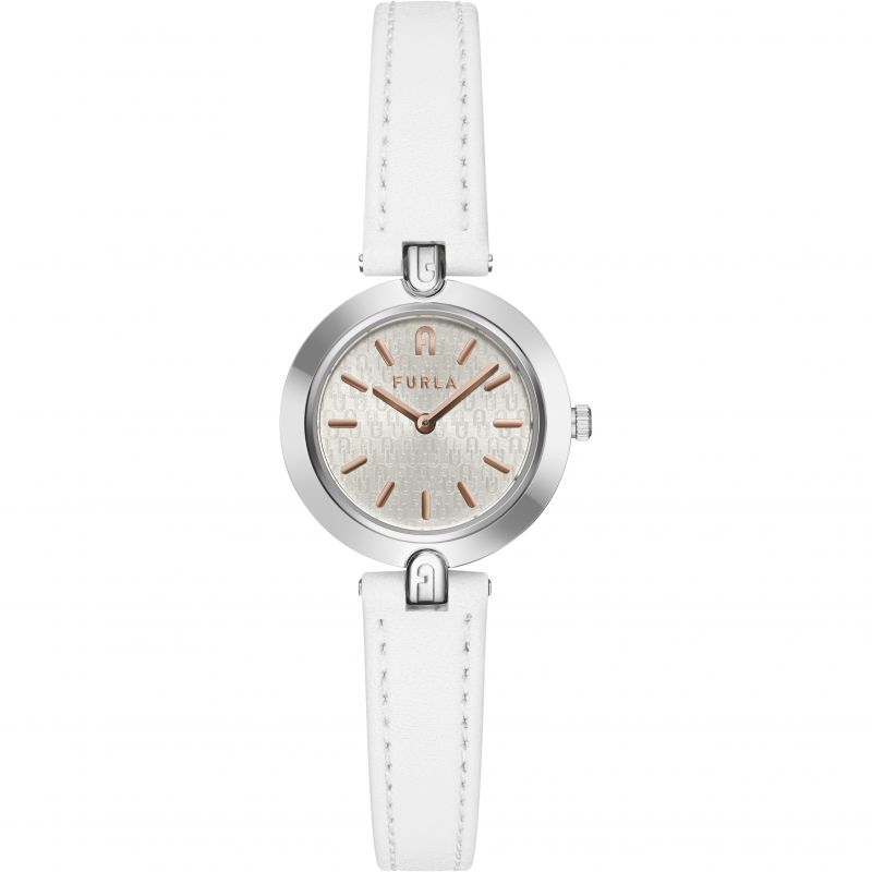 Furla Logo Links Watch Ladies White Leather WW00006001L1