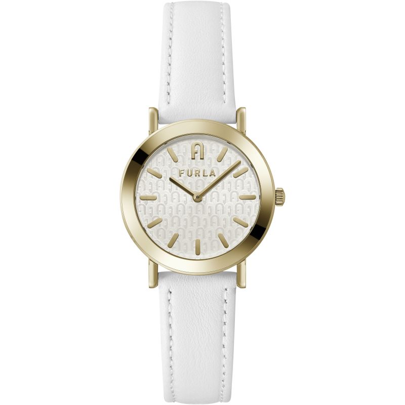 Furla Minimal Watch Ladies Gold / White Leather WW00007006L2