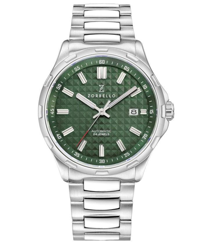 Zorbello M1 Watch Men's Automatic Silver / Green ZBAE005 - WatchStatus Ltd