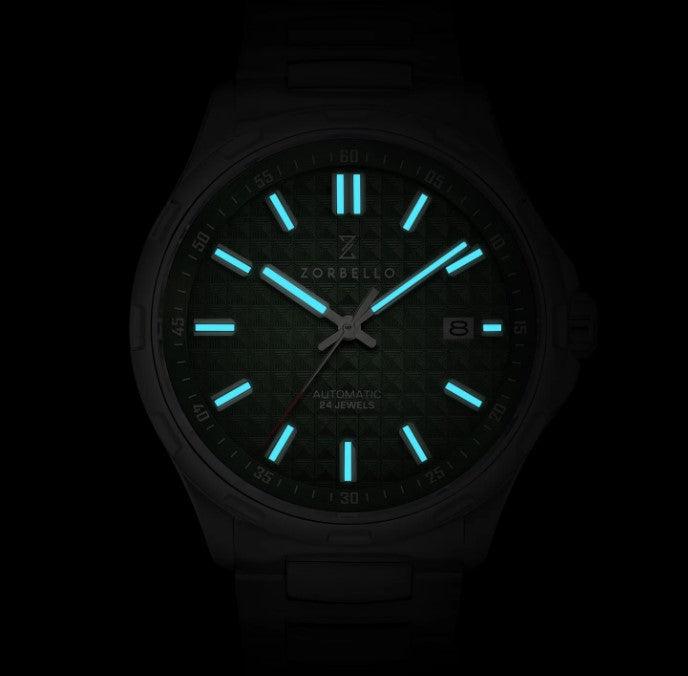 Zorbello M1 Watch Men's Automatic Silver / Green ZBAE005 - WatchStatus Ltd