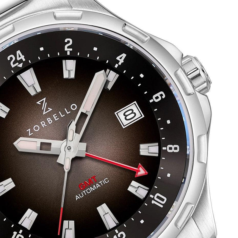 Zorbello G1 GMT Watch Men's Automatic Silver / Grey ZBAF004 - WatchStatus Ltd