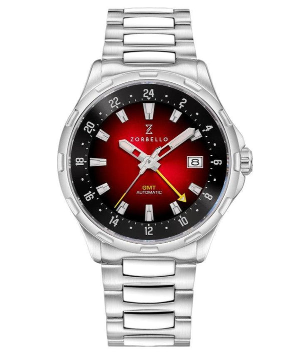 Zorbello G1 GMT Watch Men's Automatic Silver / Red ZBAF007 - WatchStatus Ltd