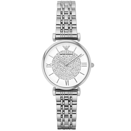 Emporio Armani Gianni Ladies Silver Crystal Watch AR1925