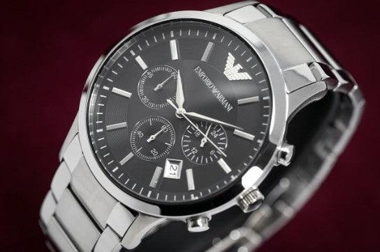 Emporio Armani Renato Black Dial Chronograph Watch AR2434 - WatchStatus Ltd