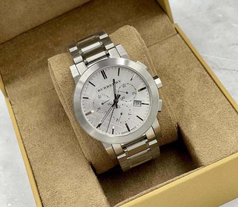 Burberry The City Men's Watch Silver Chronograph BU9350 - WatchStatus Ltd