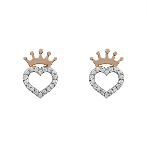 Disney Princess Heart Crown Stud Earrings Two Tone