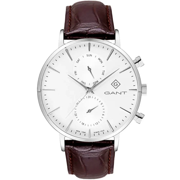 GANT Park Hill Day-Date II Men's Watch White Dial Brown Leather GTG121001