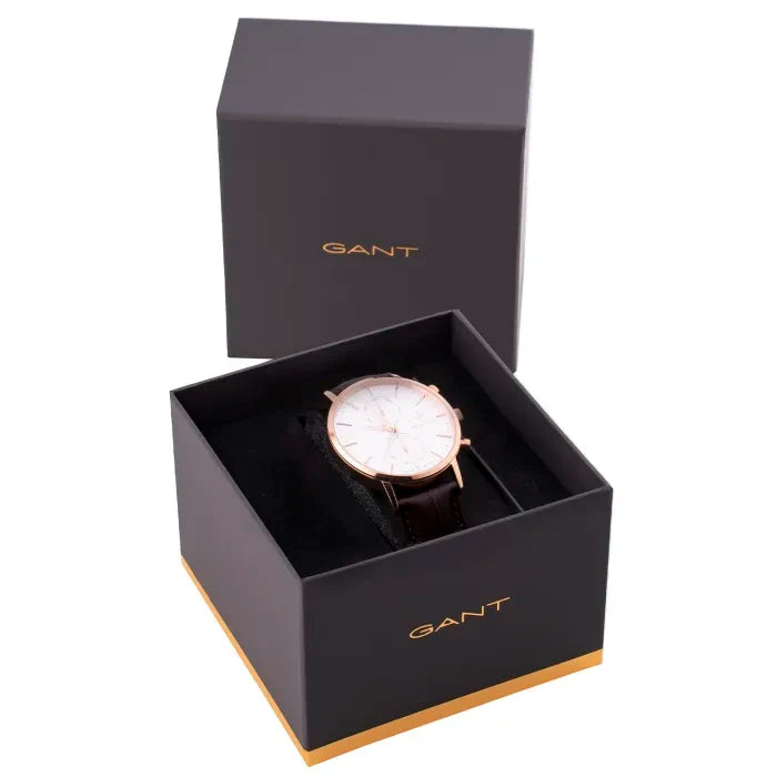 GANT Park Hill Day-Date II Men's Watch Brown Leather White GTG121006