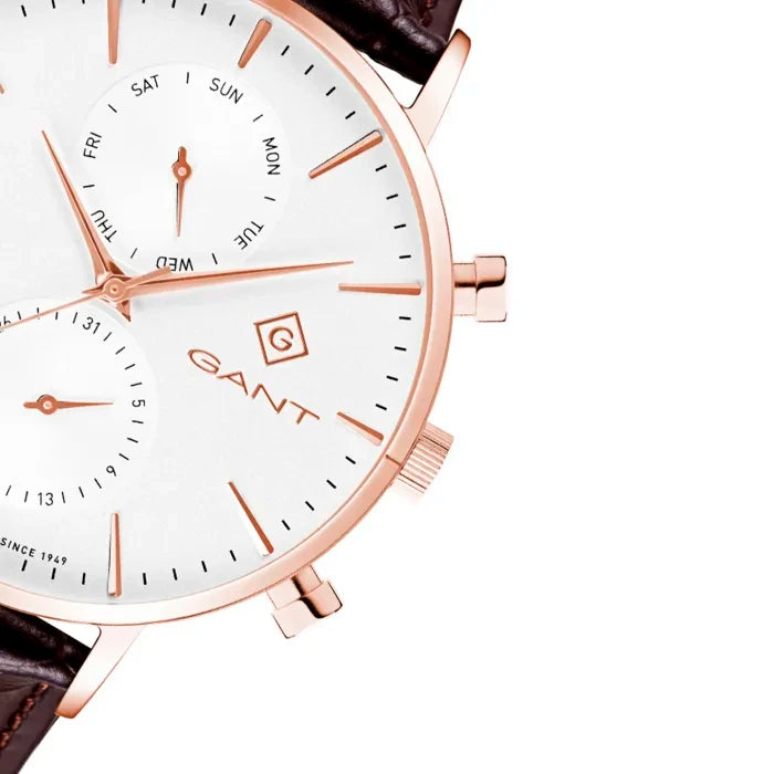 GANT Park Hill Day-Date II Men's Watch Brown Leather White GTG121006