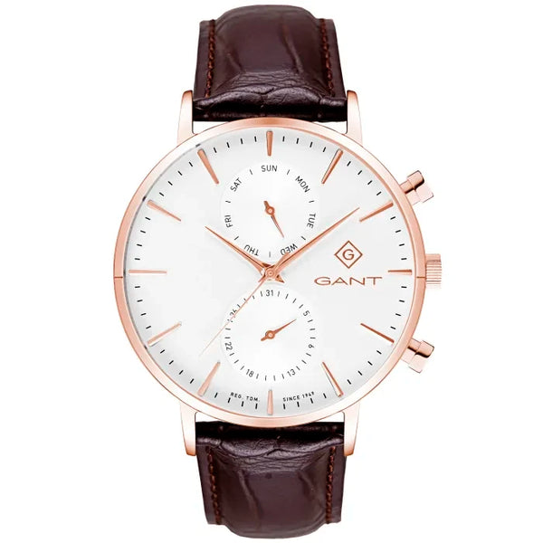 GANT Park Hill Day-Date II Men's Watch Brown Leather White GTG121006
