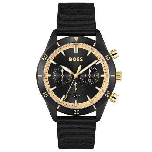 BOSS Santiago Watch Men's Black/Gold Chronograph HB1513935 - WatchStatus Ltd