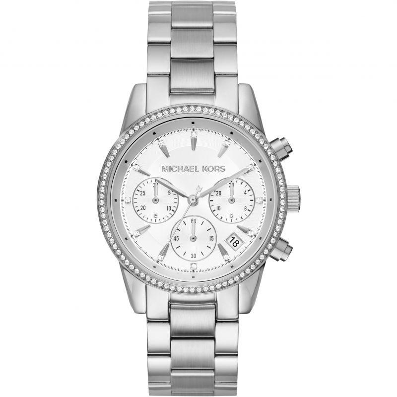 Michael Kors Ritz Watch Ladies Silver Chronograph MK6428 - WatchStatus Ltd
