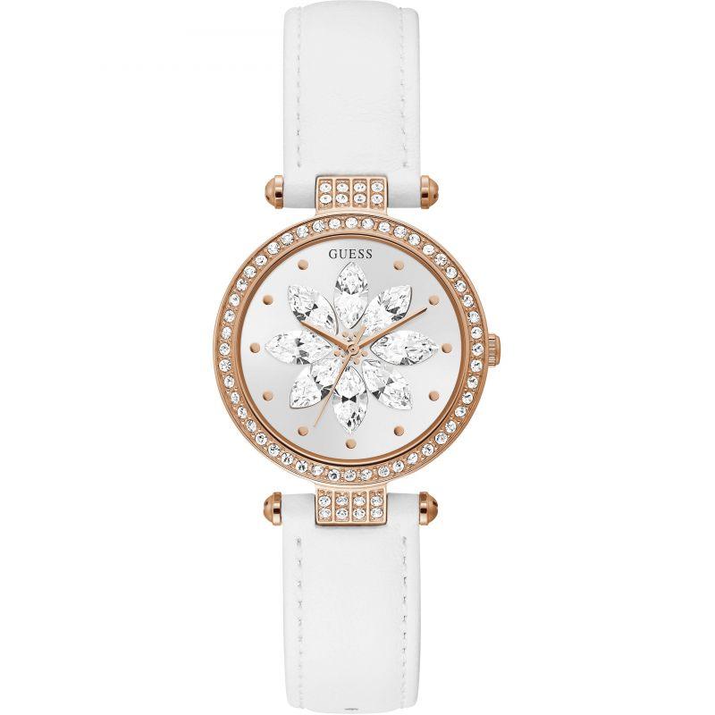 Guess Full Bloom Ladies White Leather 32mm Watch GW0382L3 - WatchStatus Ltd