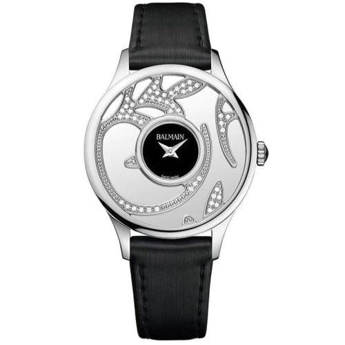 Balmain Elegance Arabesques Diamonds Ladies Black Leather Watch B19153266 - Watches