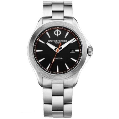 Baume & Mercier BM0A10412 Men’s Clifton Silver/Black Stainless Swiss Watch
