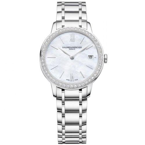 Baume & Mercier BM0A10478 Ladies Classima Silver Mother-of-Peal Diamond Swiss Watch