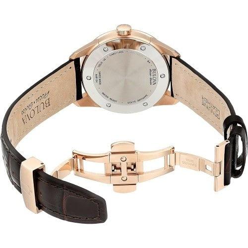Bulova 64B124 Men’s Accu Rose Gold/Brown Leather Automatic Swiss Watch