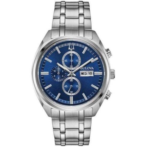 Bulova 96C136 Men’s Classic Silver/Blue Chronograph Swiss Watch - WATCHES