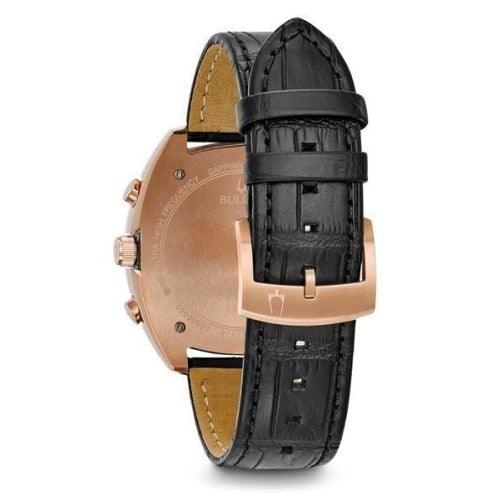 Bulova 98A156 Men’s Curv Rose Gold/Black Leather Sapphire Watch