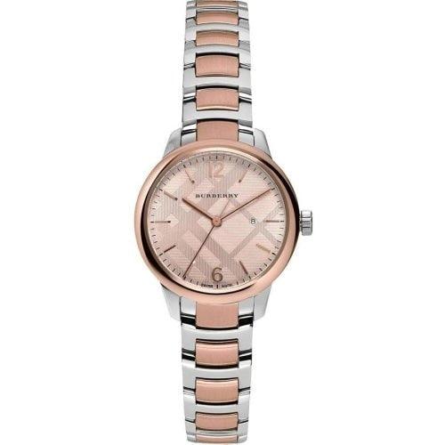Burberry BU10117 Ladies The Classic Silver / Rose Gold 32mm Swiss Watch - Watches