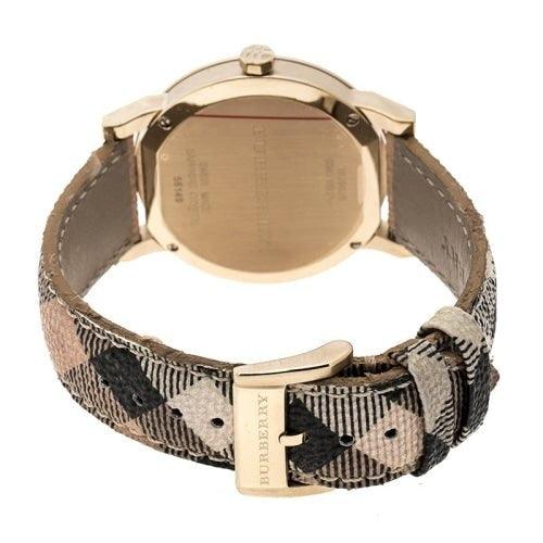 Burberry BU9026 Ladies The City Gold Haymarket Leather 38mm Swiss Watch - Watches