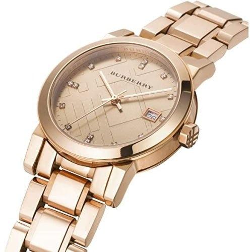 Burberry BU9126 Ladies The City Rose Gold Crystal 34mm Swiss Watch - Watches