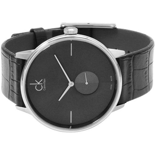 Calvin Klein Accent Men's Black Leather Watch K2Y211C3 - WatchStatus Ltd