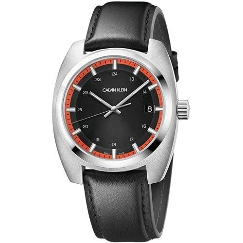 Calvin Klein Achieve Men's Black Leather 43mm Watch K8W311C1 - WatchStatus Ltd