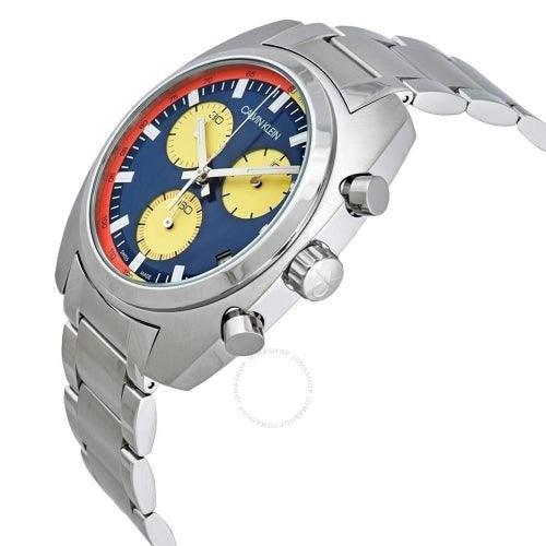 Calvin Klein Achieve Men's Silver / Blue Dial Chronograph 43mm Watch - WatchStatus Ltd