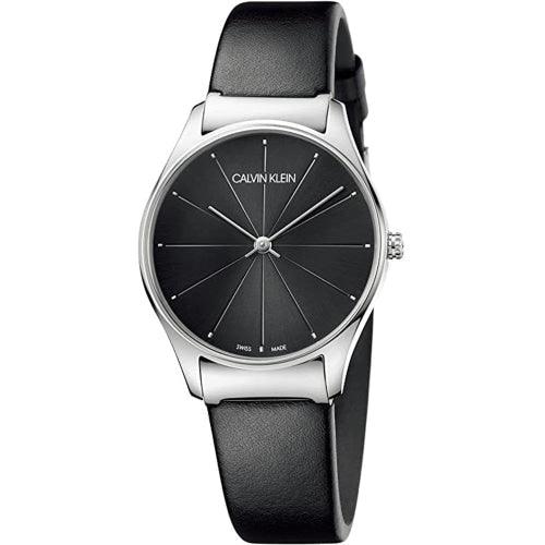 Calvin Klein Classic Ladies Black Leather 24mm Watch K4D231CY - WatchStatus Ltd